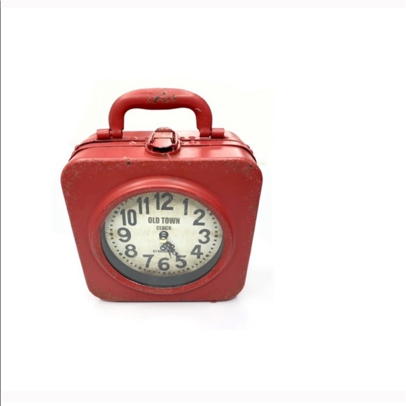 Boutique Other - New Red Tan Old Time Clock Double Side Home Decor